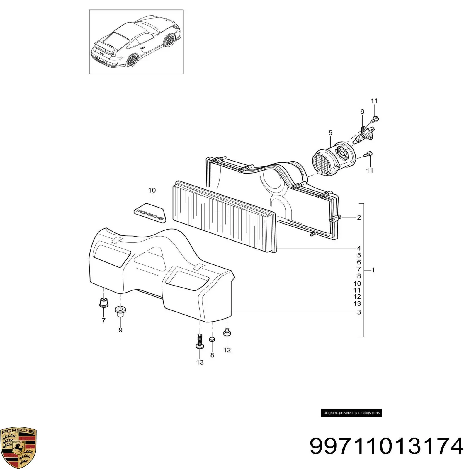 Воздушный фильтр 99711013174 Porsche
