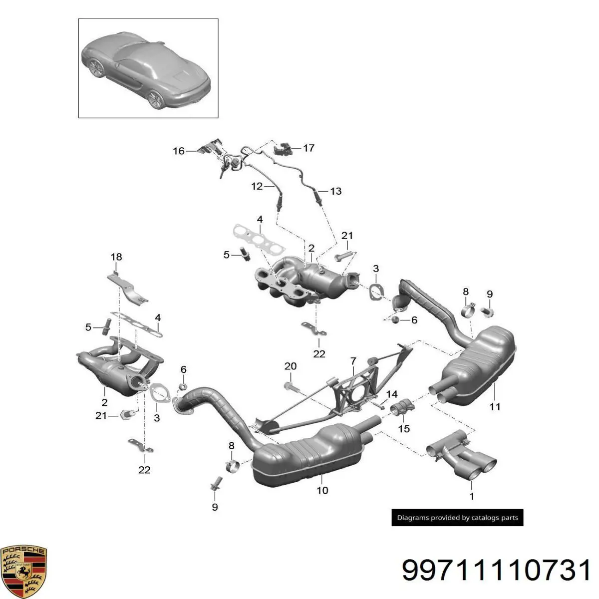 Прокладка коллектора 99711110731 Porsche