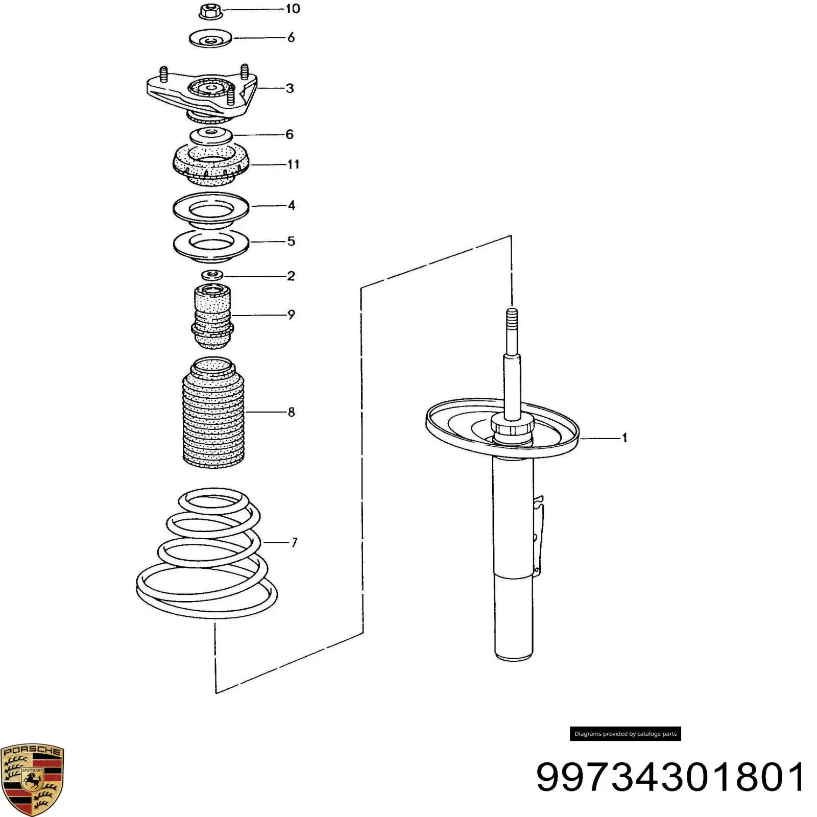 Купить 99734301801 Porsche Опора переднего амортизатора