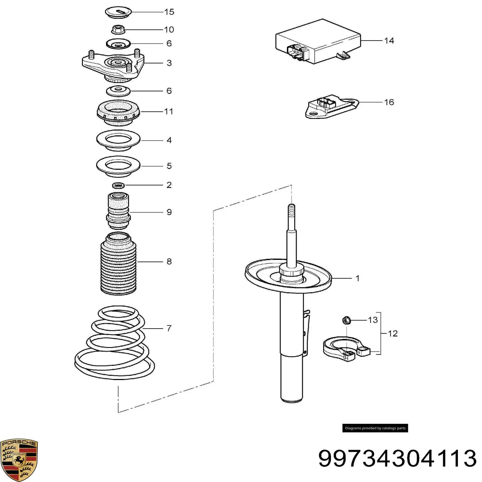 Амортизаторы передние Porsche 99734304113