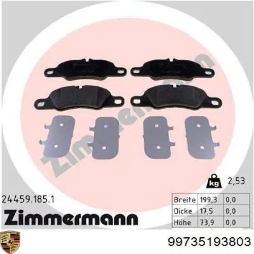 Колодки Porsche 99735193803 цена, от 37.34 USD