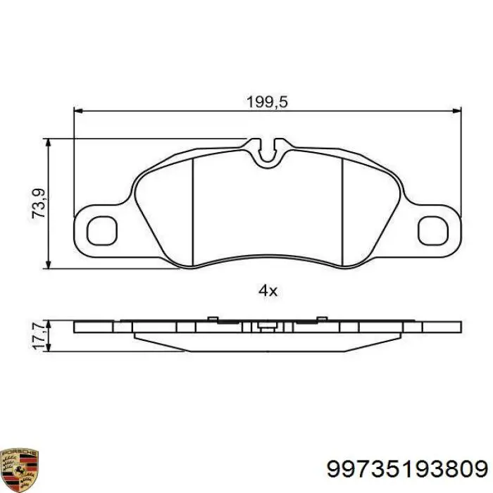 Купить 99735193809 Porsche Колодки тормозные