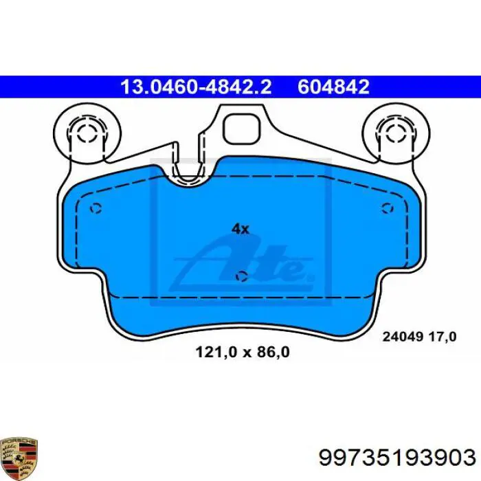 Колодки Porsche 99735193903 цена, от 73.72 USD