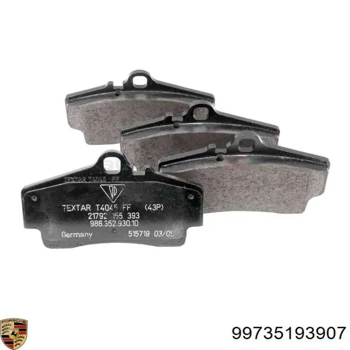 Купить 99735193907 Porsche Колодки тормозные