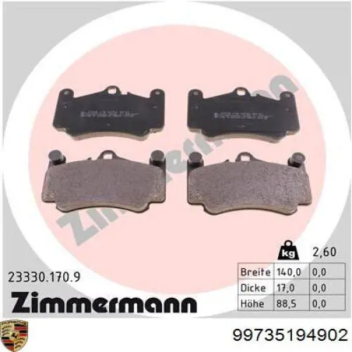 Колодки Porsche 99735194902 цена, от 65.78 USD