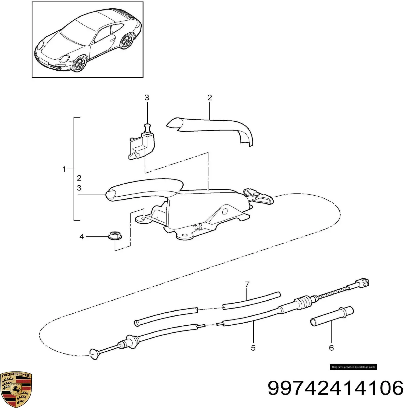 Задний трос ручника 99742414106 Porsche