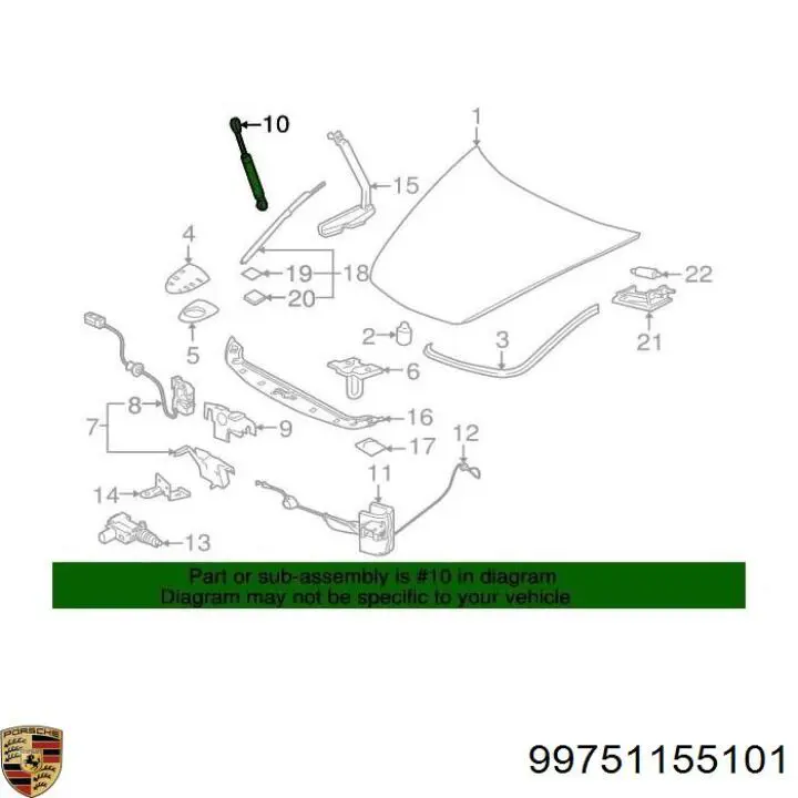 Купить 99751155101 Porsche Амортизатор под капот