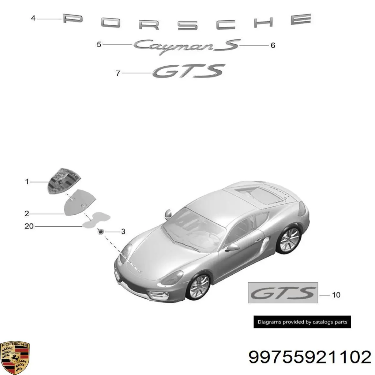 Эмблема капота 99755921102 Porsche