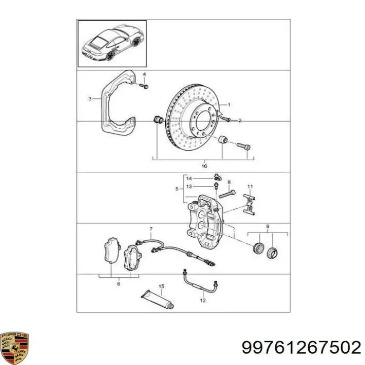 Датчик износа тормозных колодок передний левый Porsche 99761267501 цена, от 15.20 USD