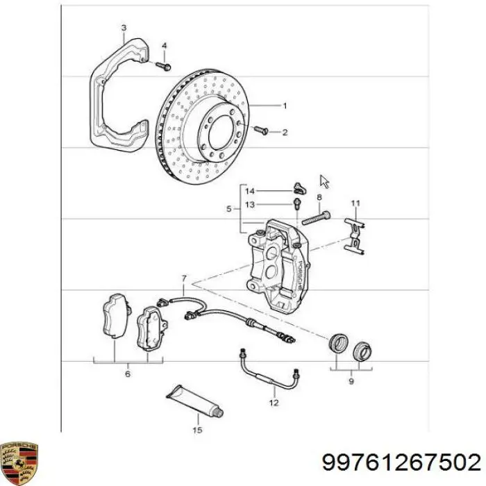 Купить 99761267501 Porsche Датчик износа тормозных колодок передний левый