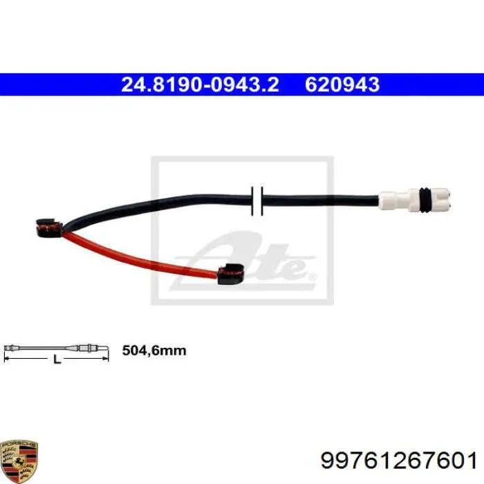 99761267601 Porsche sensor traseiro de desgaste das sapatas do freio