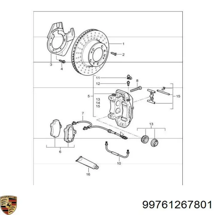 Датчик износа тормозных колодок передний 99761267801 Porsche