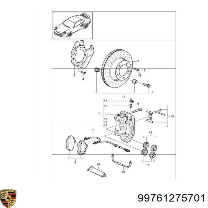 Датчик износа тормозных колодок передний левый Porsche 99761275701 цена, от 20.50 USD