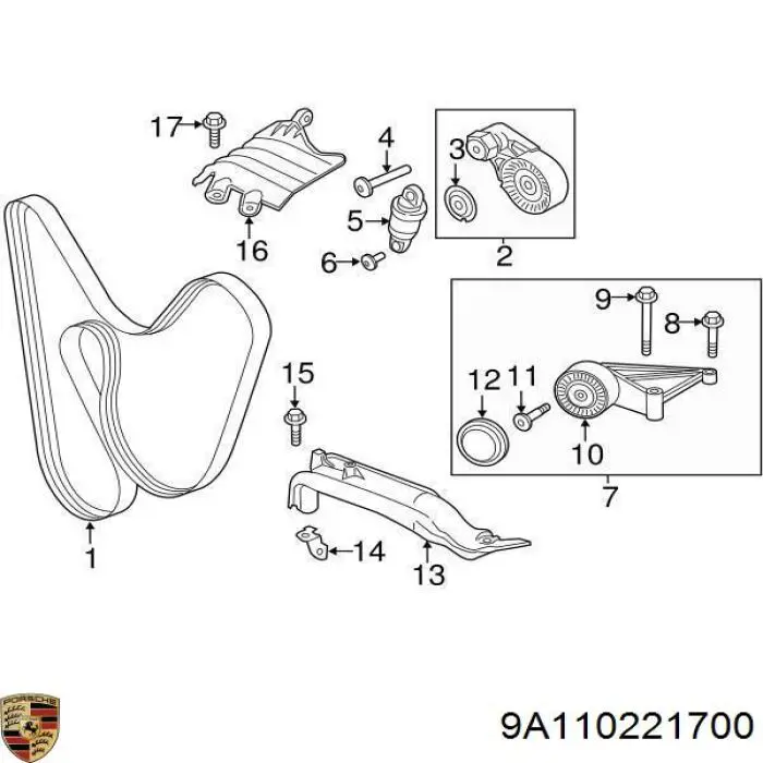Клиновый ремень Porsche 9A110221700 цена, от 27.07 USD