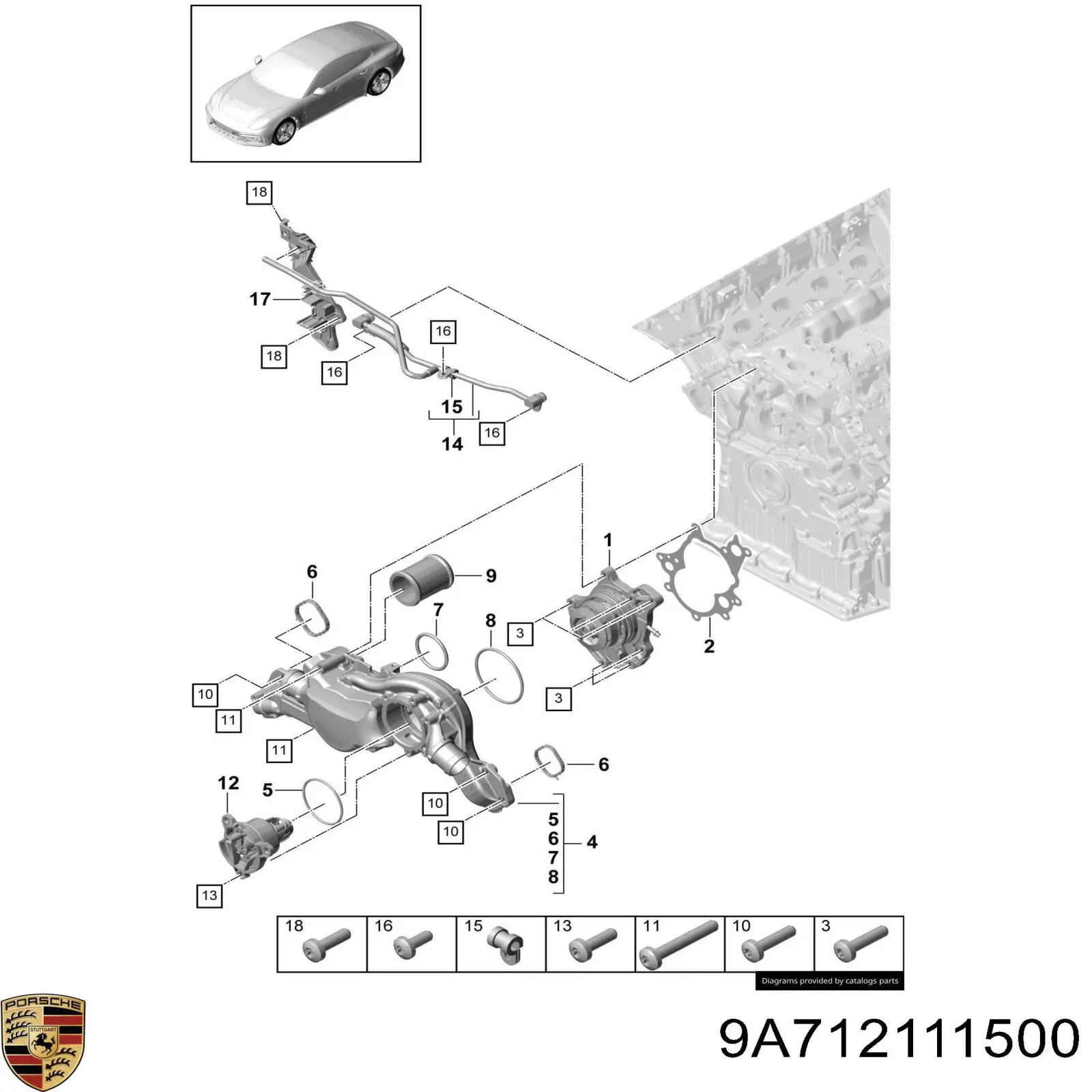 Термостат в корпусе Porsche 9A712111500 цена, от 33.64 USD