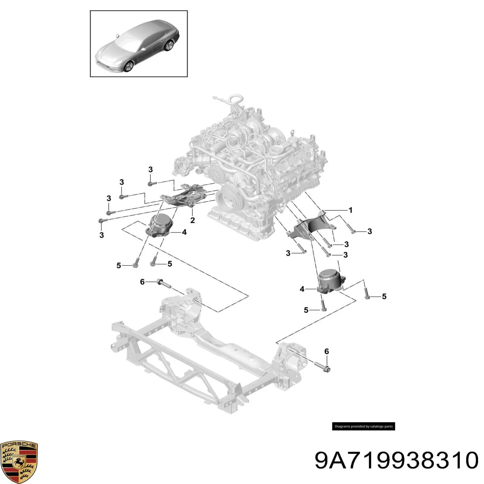 Левая/правая опора двигателя 9A719938310 Porsche