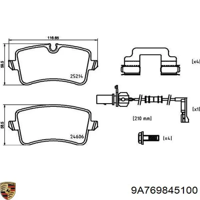 Купить 9A769845100 Porsche Колодки тормозные задние, дисковые