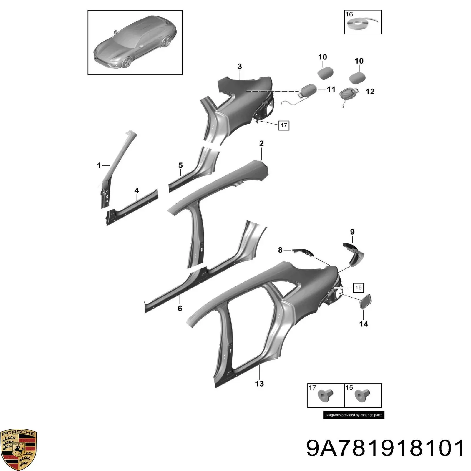 9A781918101 Porsche решетка вентиляционная задняя