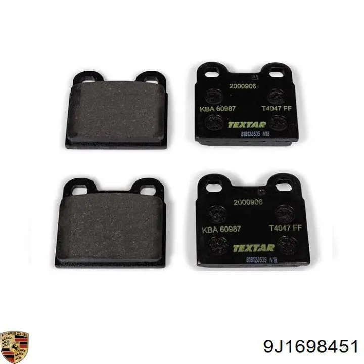 9J1698451 Porsche Колодки тормозные дисковые комплект