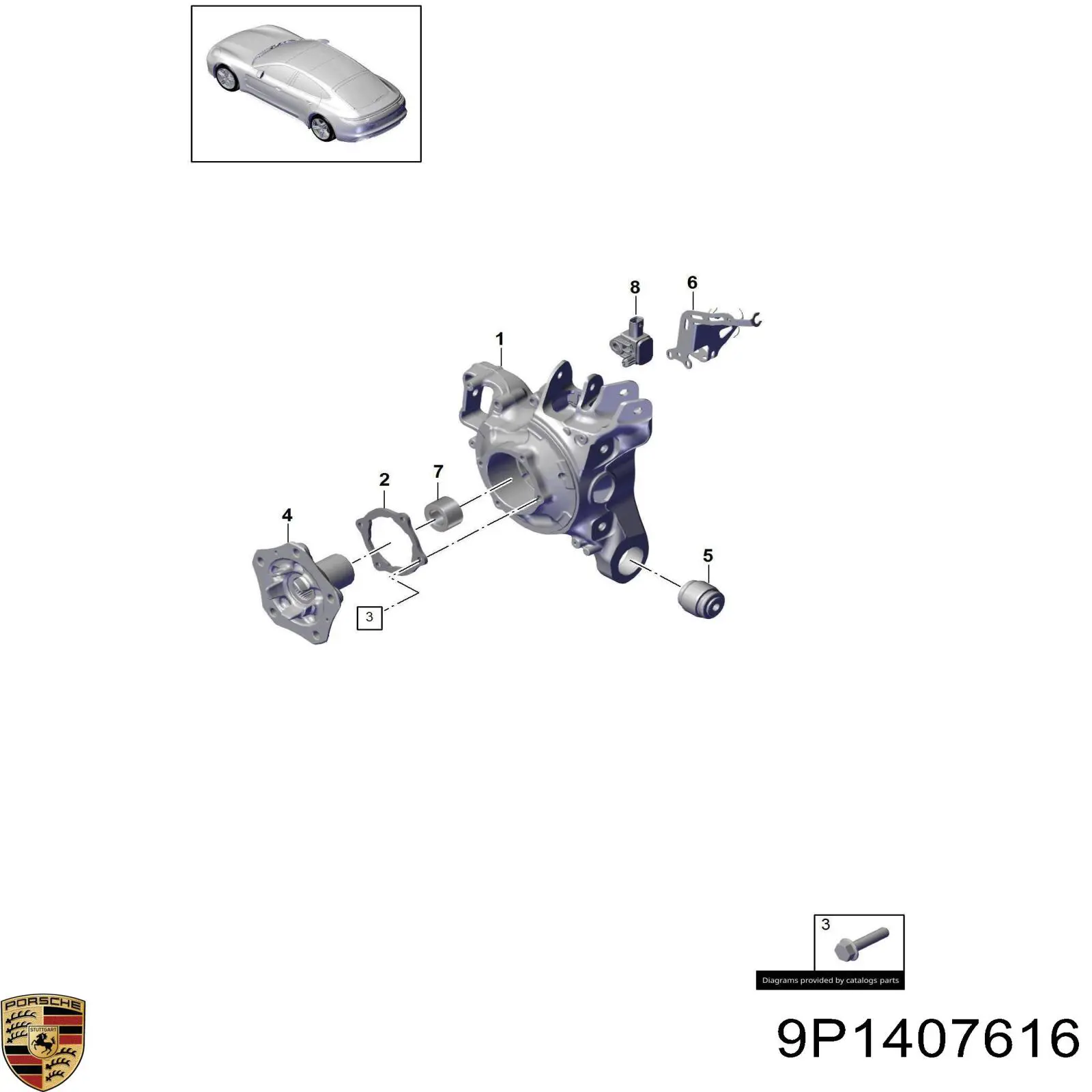 9P1407616 Porsche Ступица колеса передняя