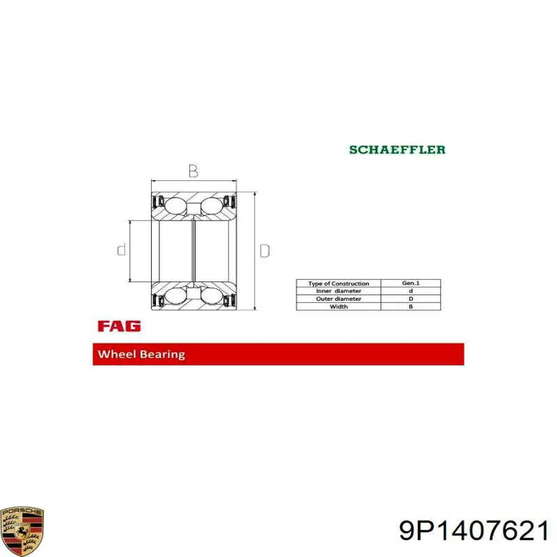 Подшипник ступицы 9P1407621 Porsche