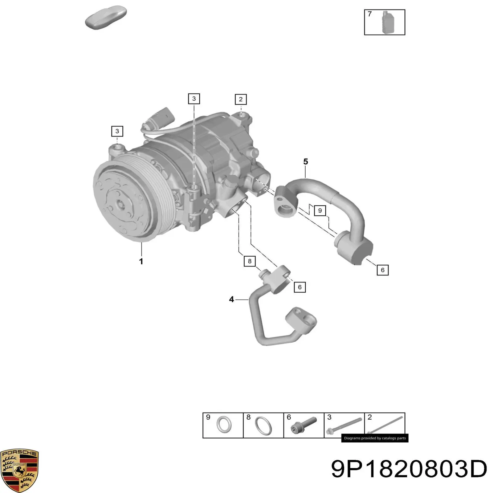 9P1820803B Porsche Компрессор хладагента