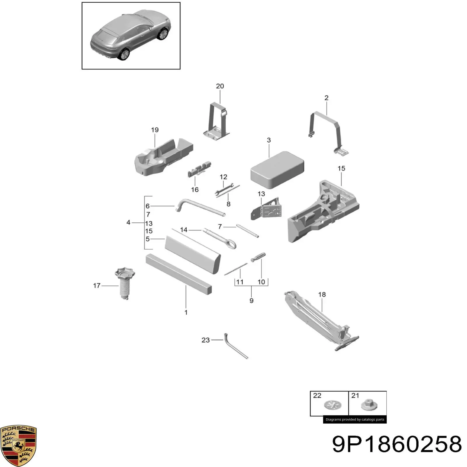  Porsche 9P1860258 цена, от 550.73 USD