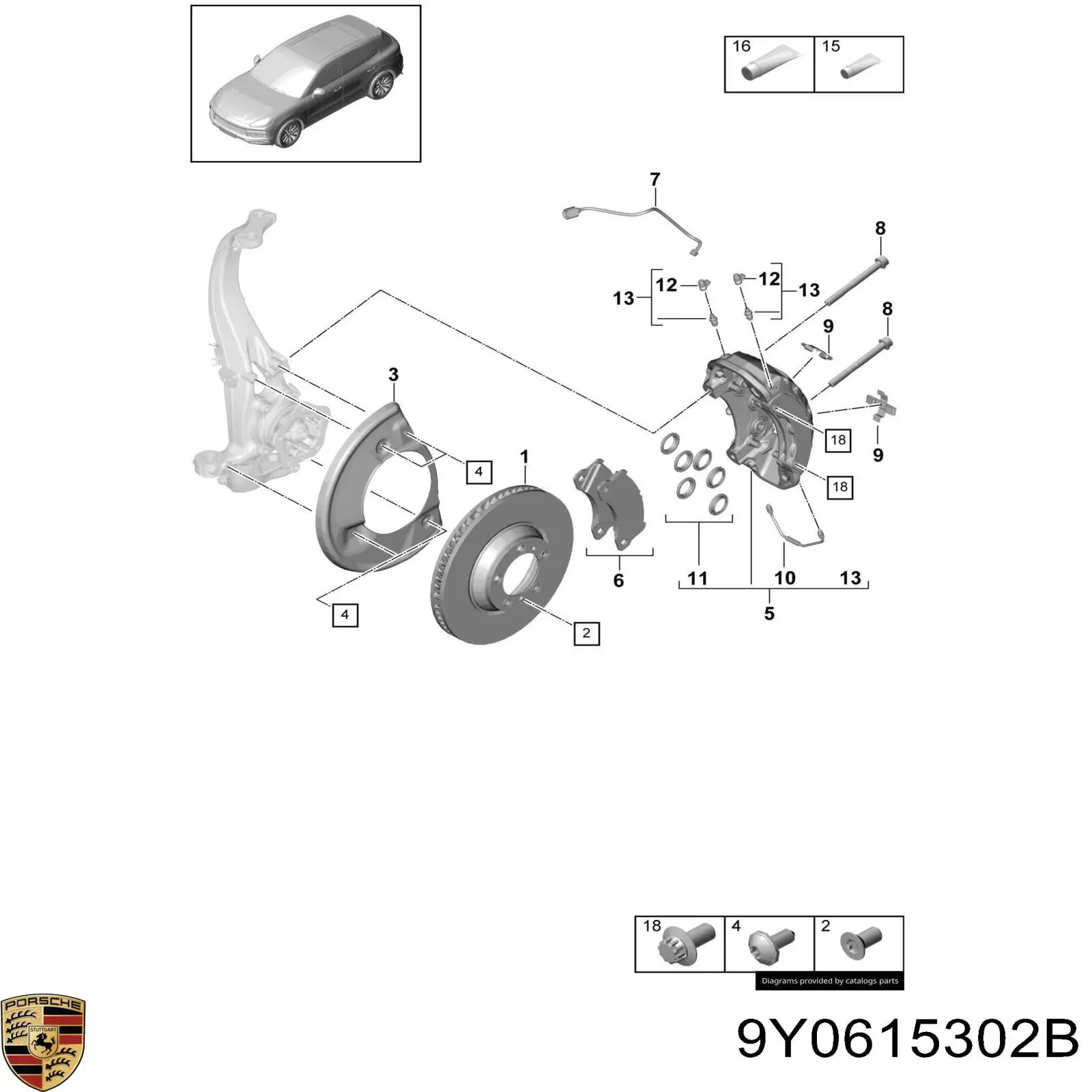 9Y0615302B Porsche Диск тормозной передний