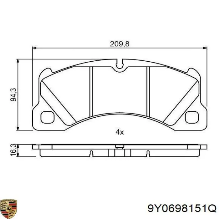 Передние тормозные колодки 9Y0698151Q Porsche