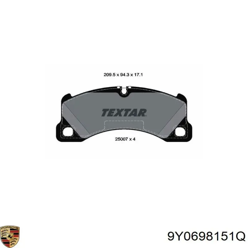 Купить 9Y0698151Q Porsche Колодки тормозные