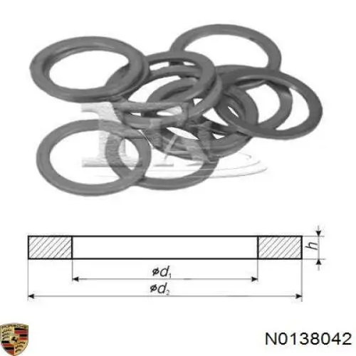 N0138042 Porsche кольцо уплотнительное штуцера обратного шланга форсунки
