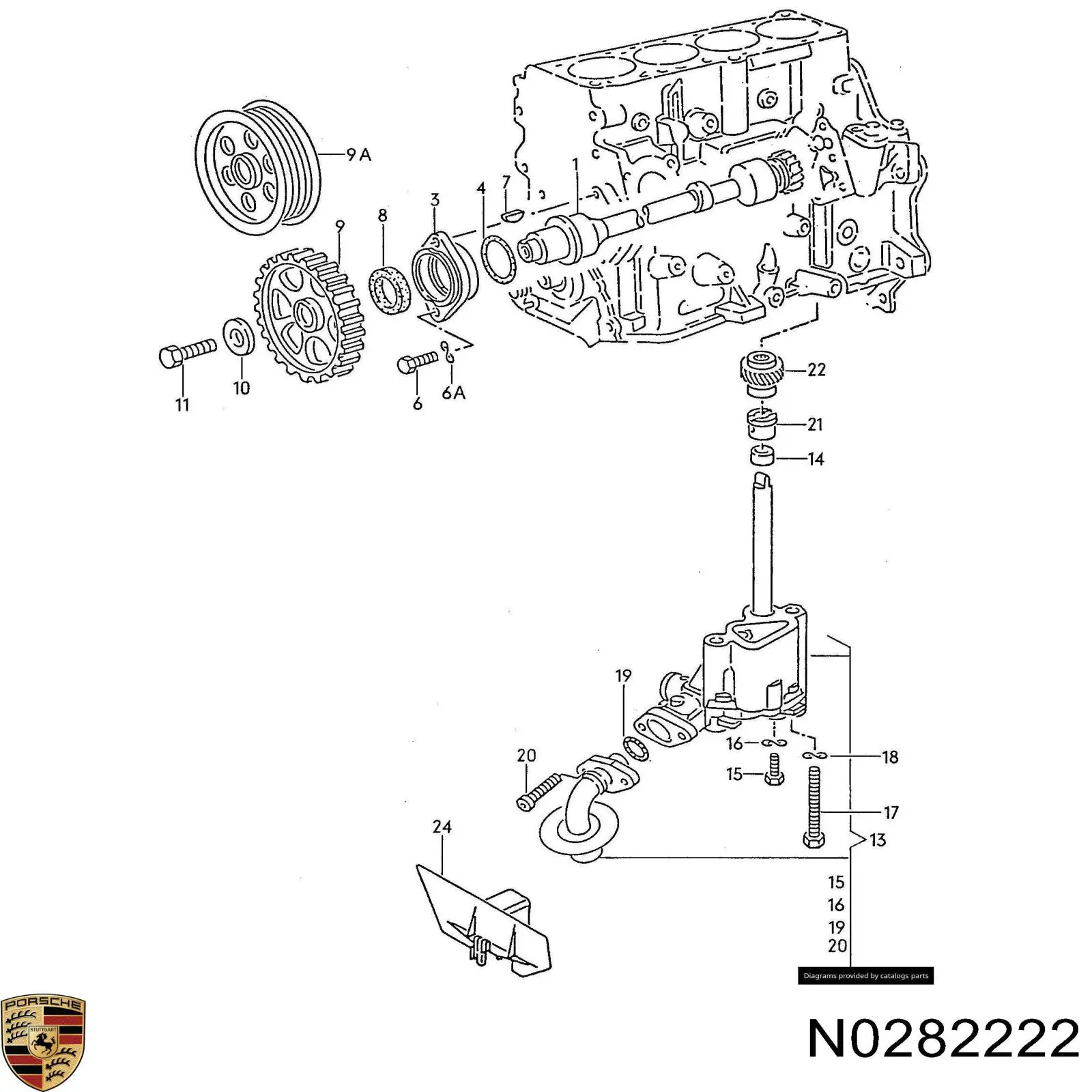 N0282222 Porsche сальник масляного насоса двигателя