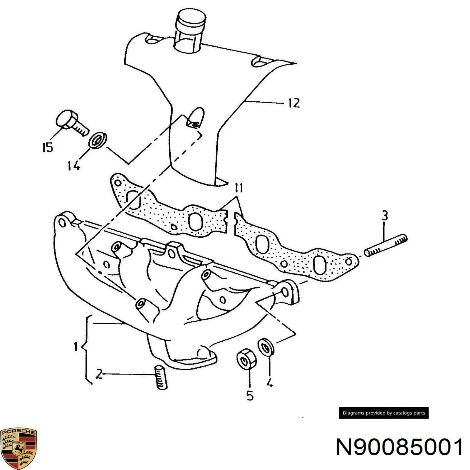 N90085001 Porsche гайка крепления приемной трубы глушителя (штанов)