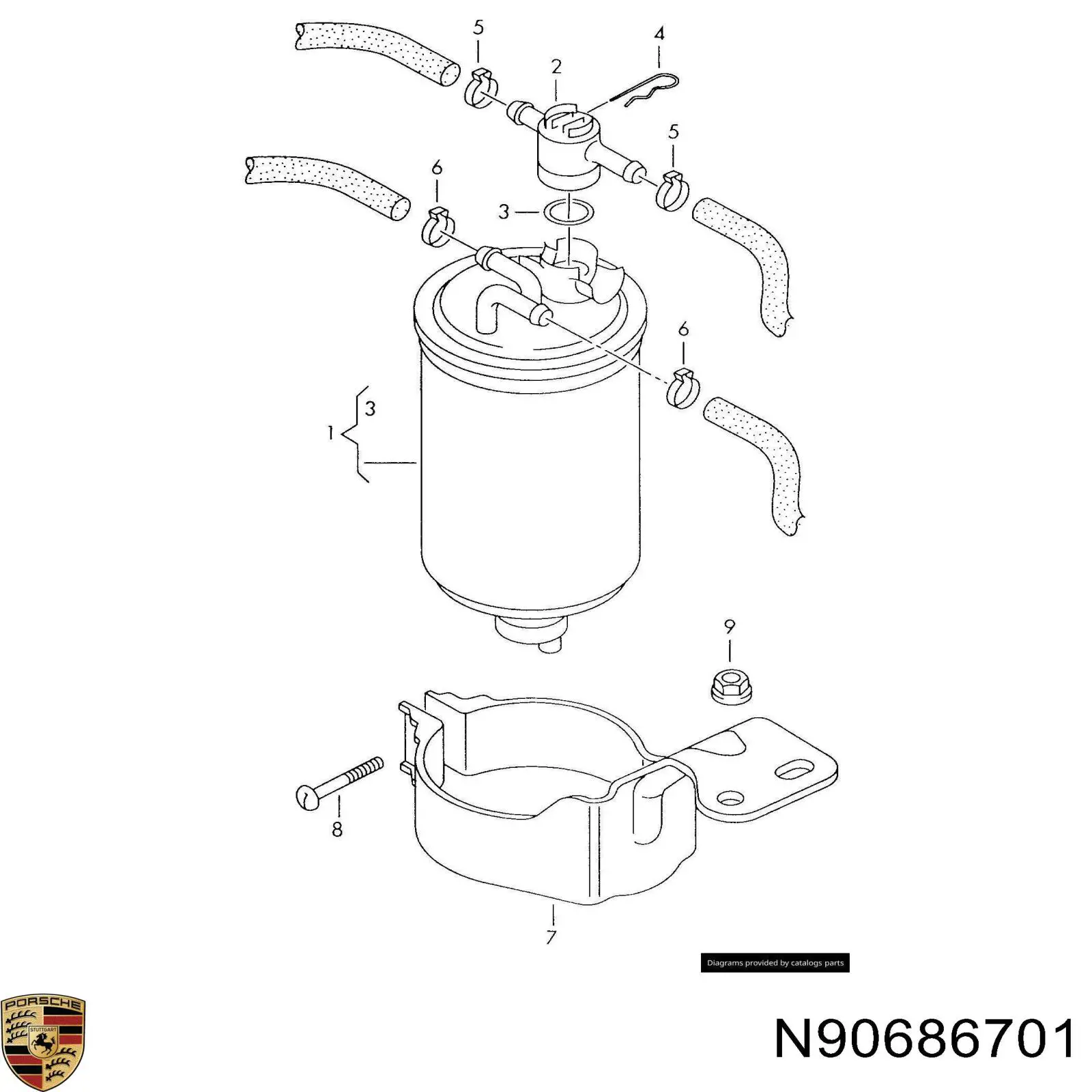 N90686701 Porsche braçadeira de mola