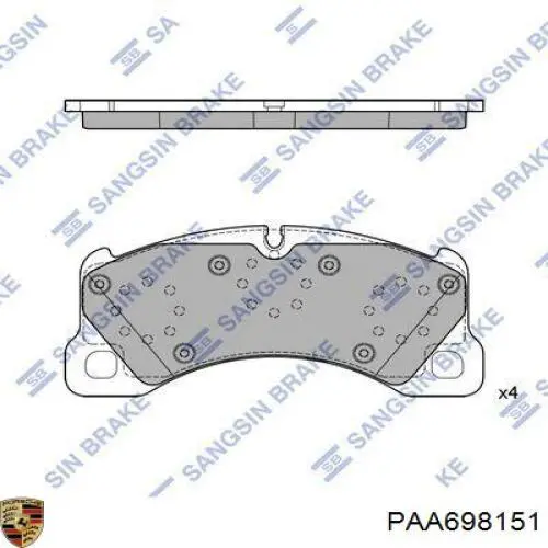 Купить PAA698151 Porsche Колодки тормозные