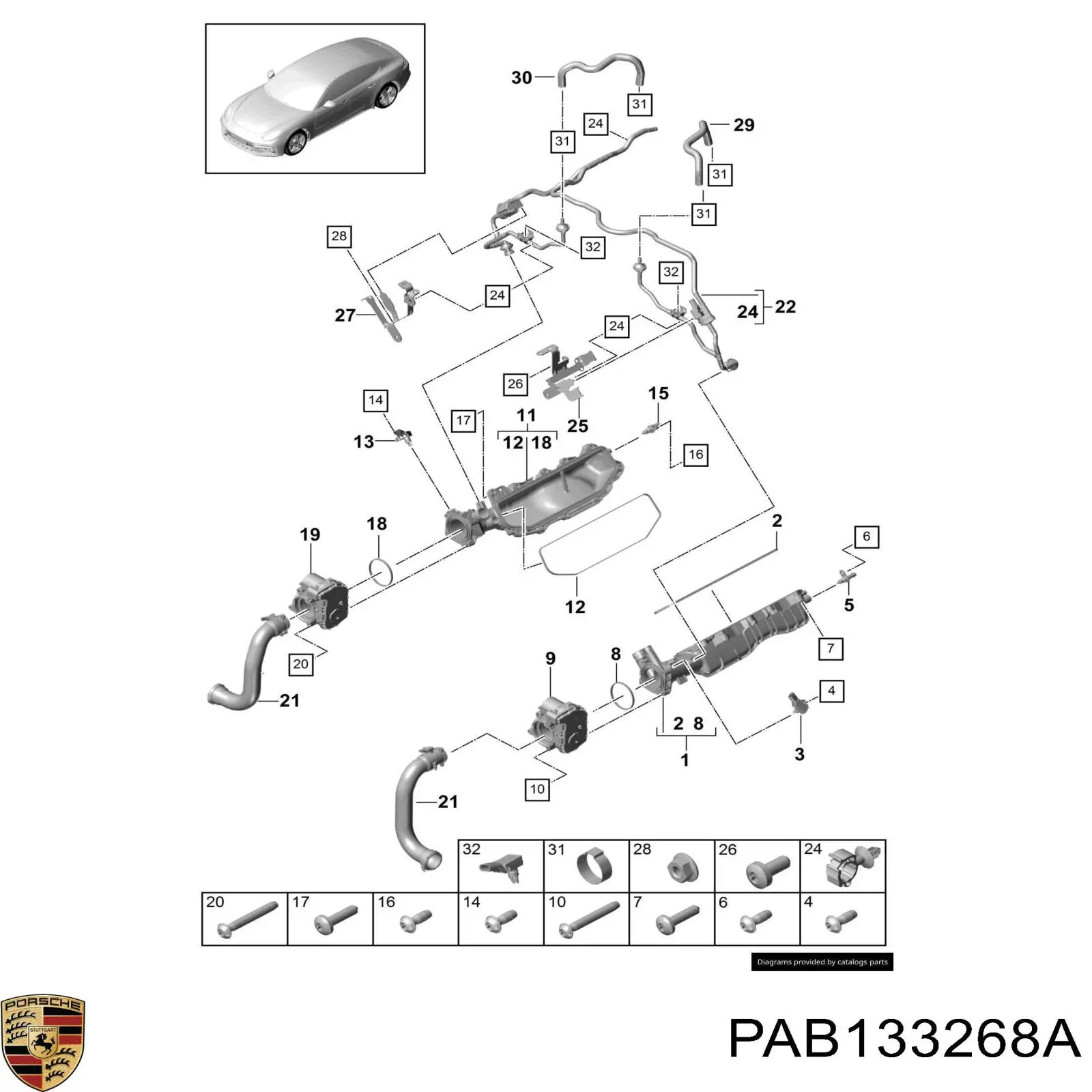 Коллектор впускной правый Porsche PAB133268A цена, от 380.34 USD