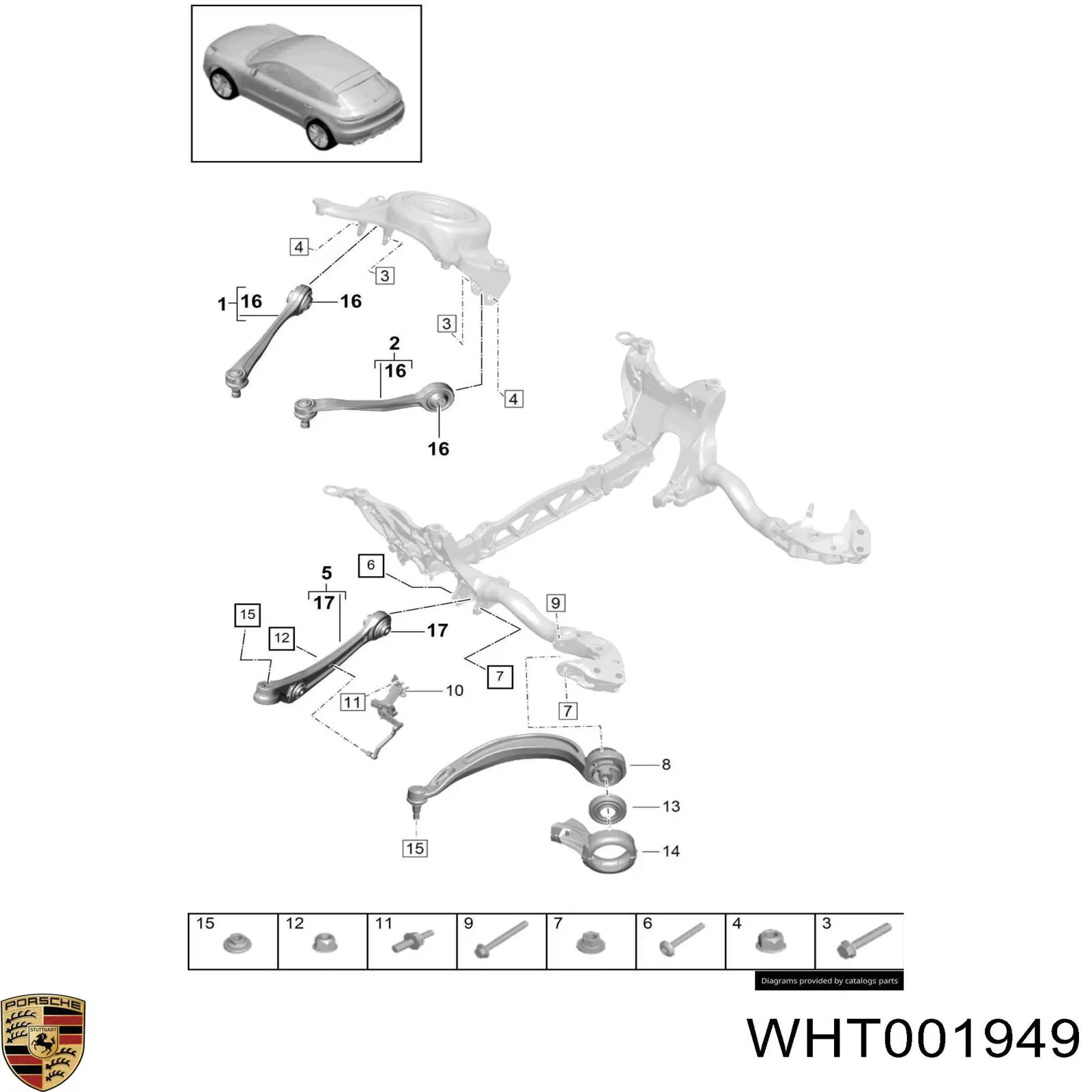 Купить WHT001949 Porsche Болт переднего рычага