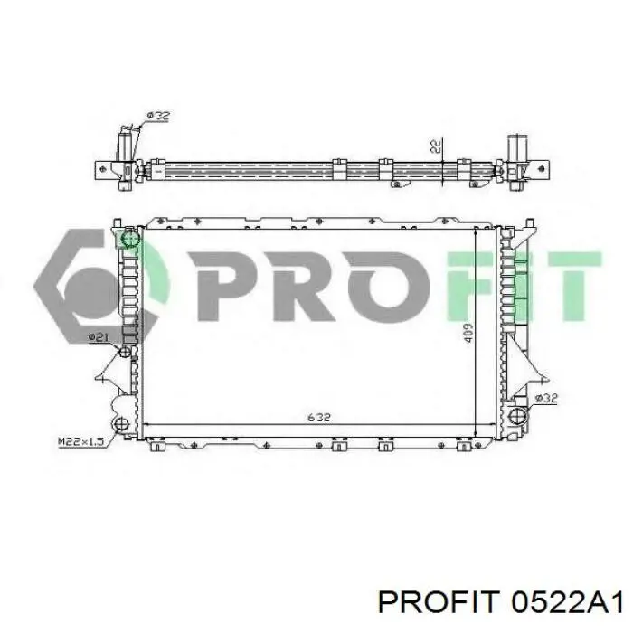 Radiador refrigeración del motor 0522A1 Profit