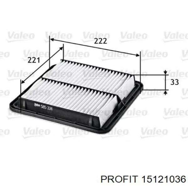 Filtro de aire de motor 15121036 Profit