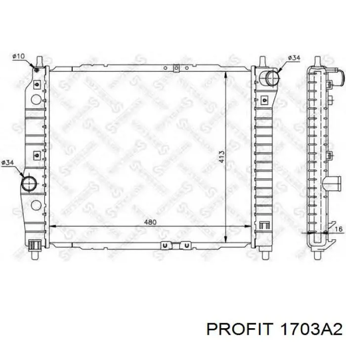 Радиатор охлаждения двигателя Profit 1703A2 цена, от 44.36 USD