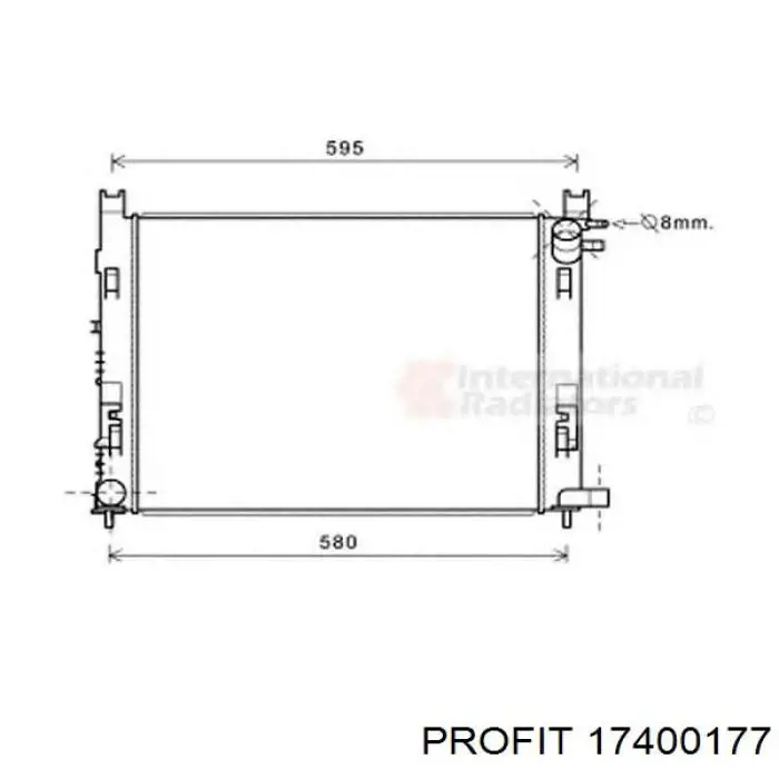 Radiador refrigeración del motor 17400177 Profit