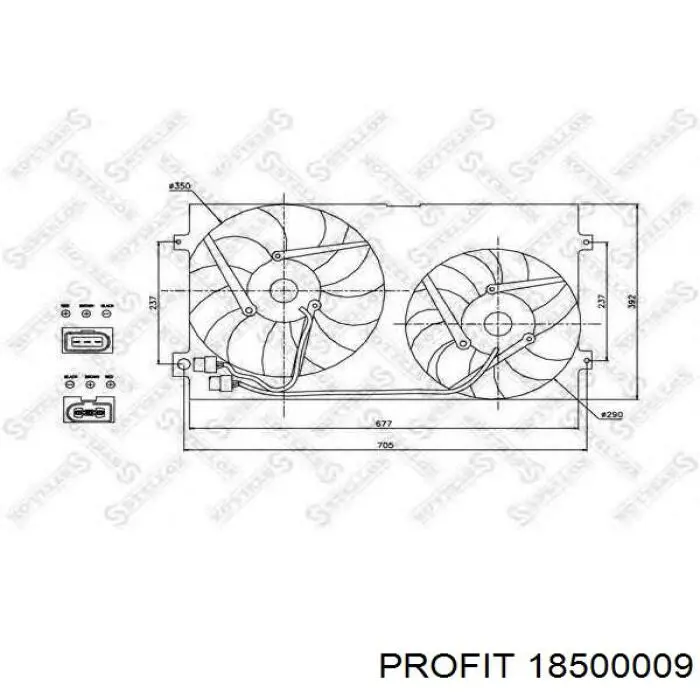 Электровентилятор охлаждения в сборе (мотор+крыльчатка) правый PROFIT 18500009