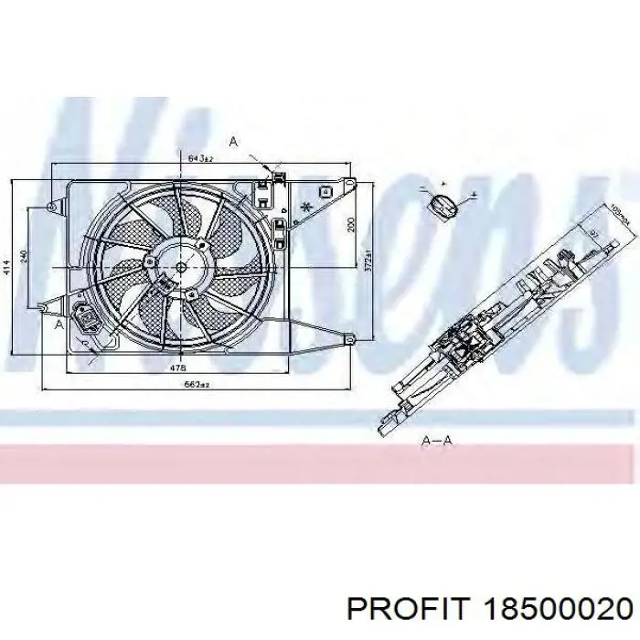 8200765566 Market (OEM) диффузор радиатора охлаждения, в сборе с мотором и крыльчаткой