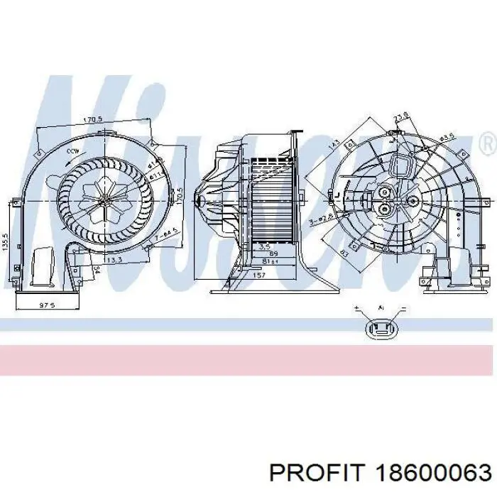 Вентилятор печки 18600063 Profit