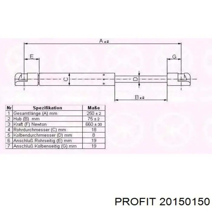 Купить 20150150 Profit Амортизатор под капот