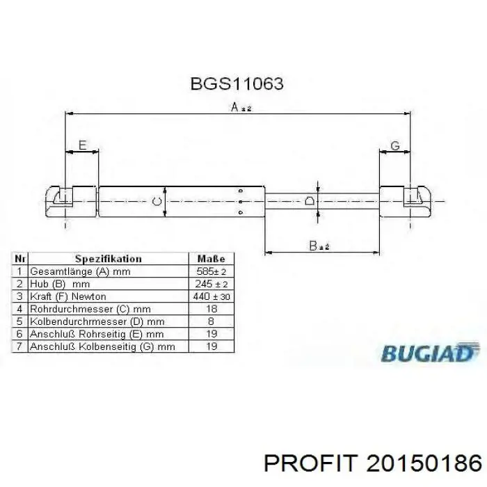 Амортизатор задней двери Profit 20150186 цена, от 13.38 USD