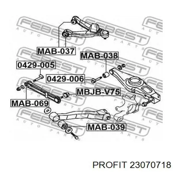 Сайлентблок заднего продольного нижнего рычага 23070718 Profit