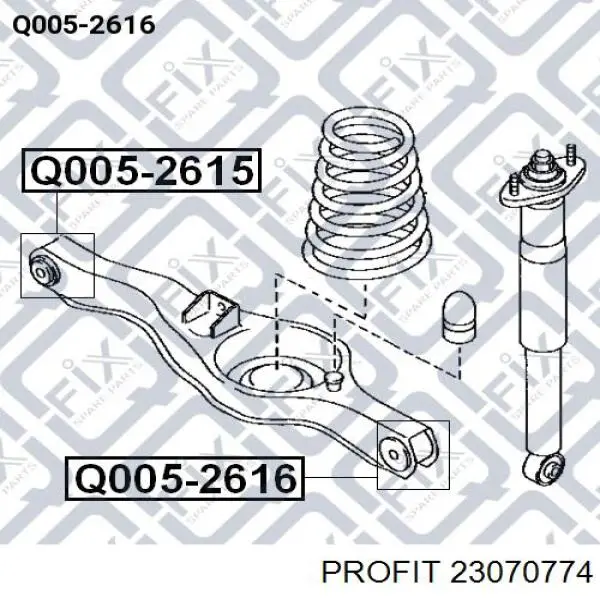 Brazo suspension (control) trasero inferior derecho 23070774 Profit