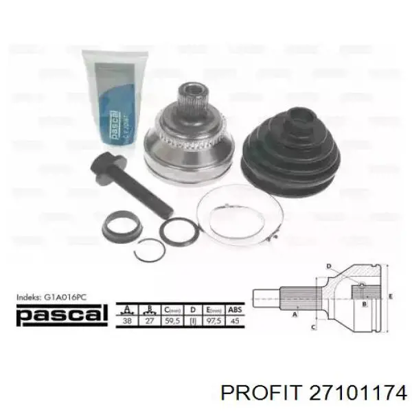 ШРУС наружный передний TOJ0024 Magneti Marelli