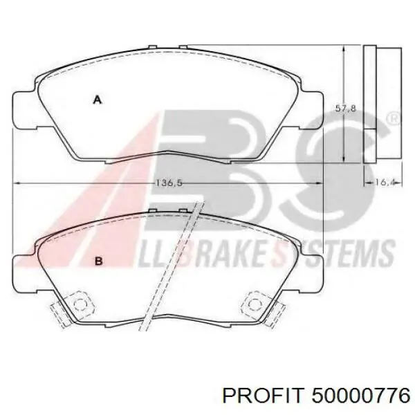 Передние тормозные колодки 50000776 Profit